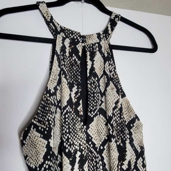 Almost Famous Snake Print Halter Neck Maxi Dress Black Beige Size 1x - Picture 6 of 12